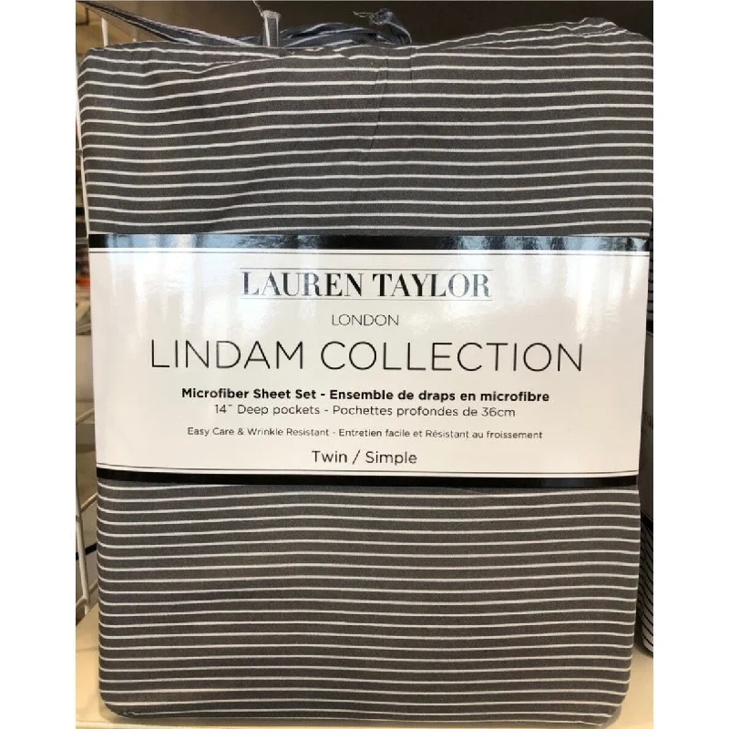 Lauren Taylor - Grey Stripe MF Sheet Set