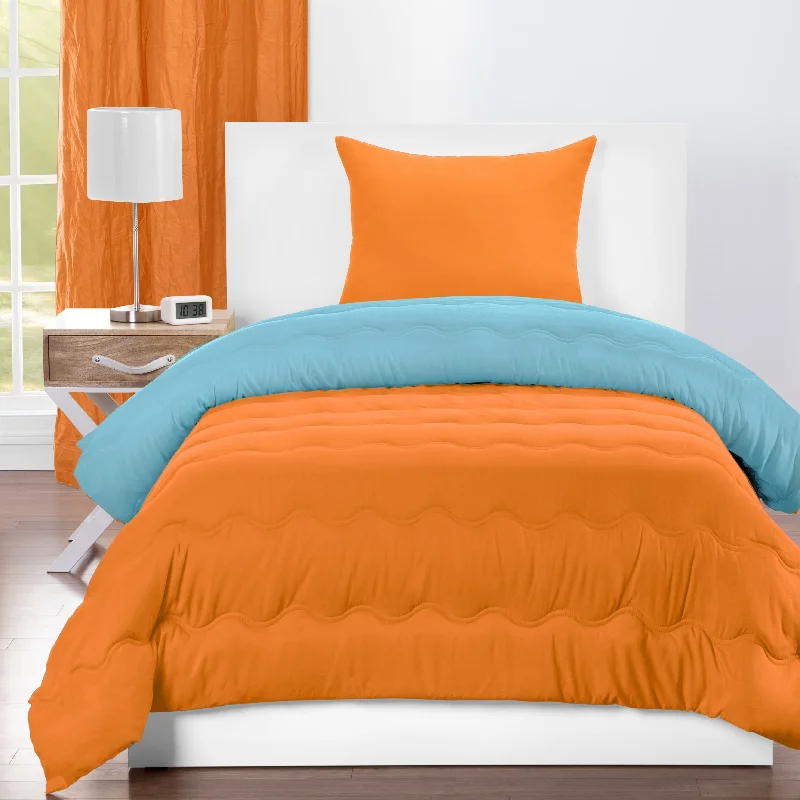 Lil' Sis Vivid Orange and Turquoise Reversible Comforter set