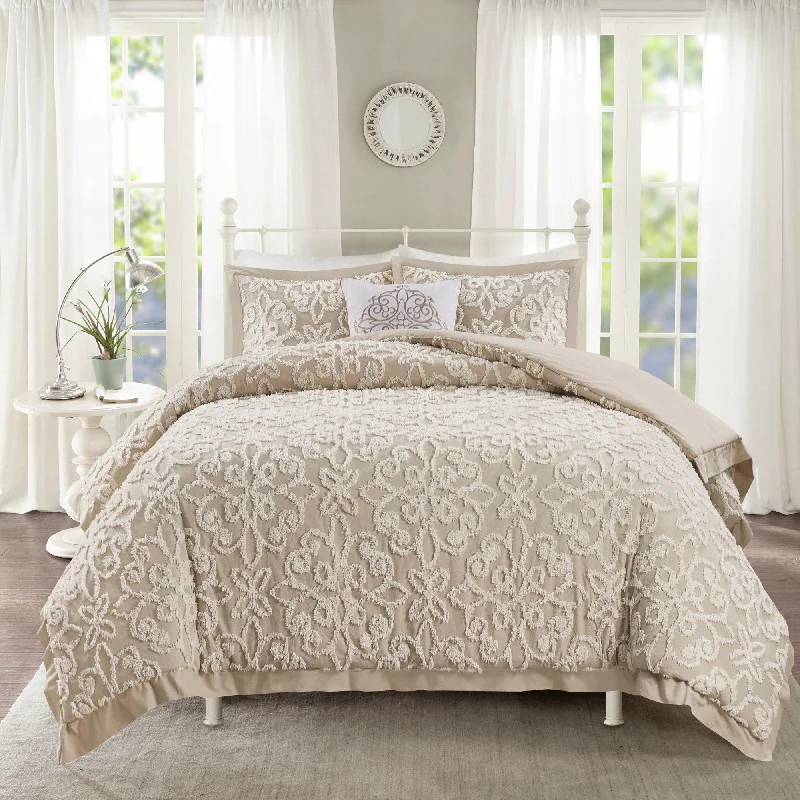 Madison Park Sarah White Tufted Comforter 4 Piece Set