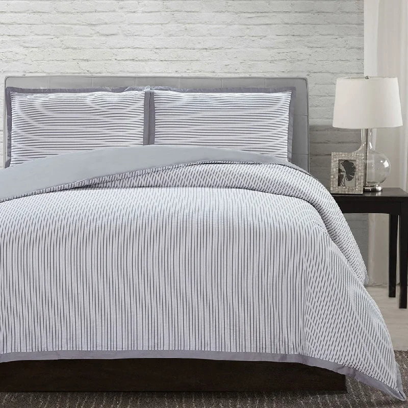 Modern Threads Seersucker 3-Piece 100-Percent Cotton Duvet Set