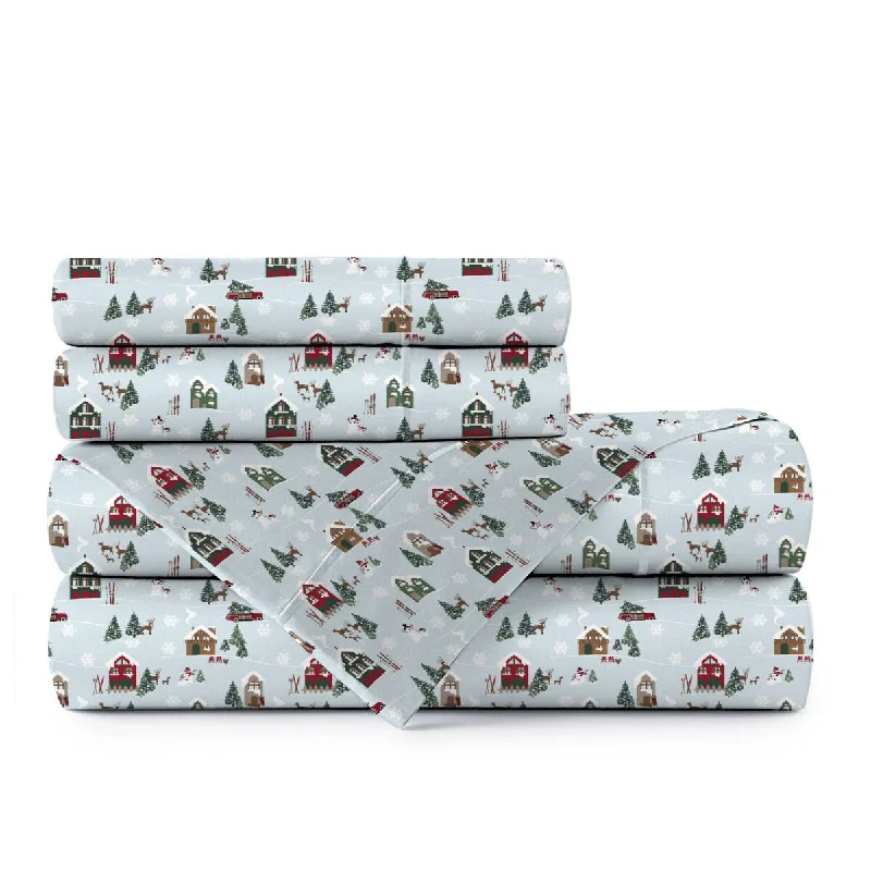 Portland Place Cotton Percale Printed Easy Fit Sheet Set