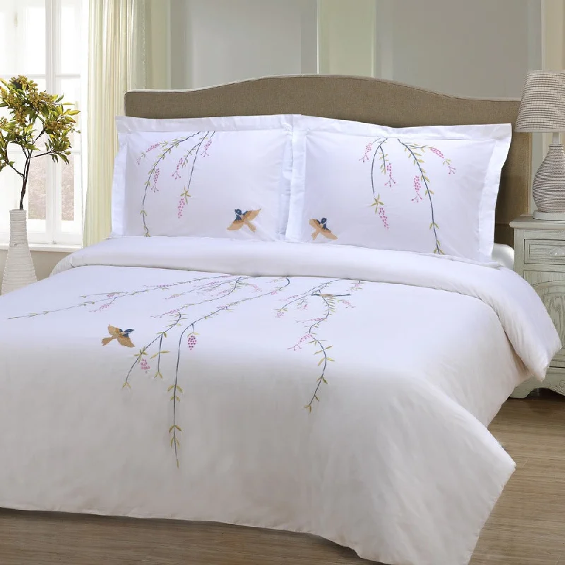 Superior Spring 3-piece Embroidered Cotton Duvet Cover Set