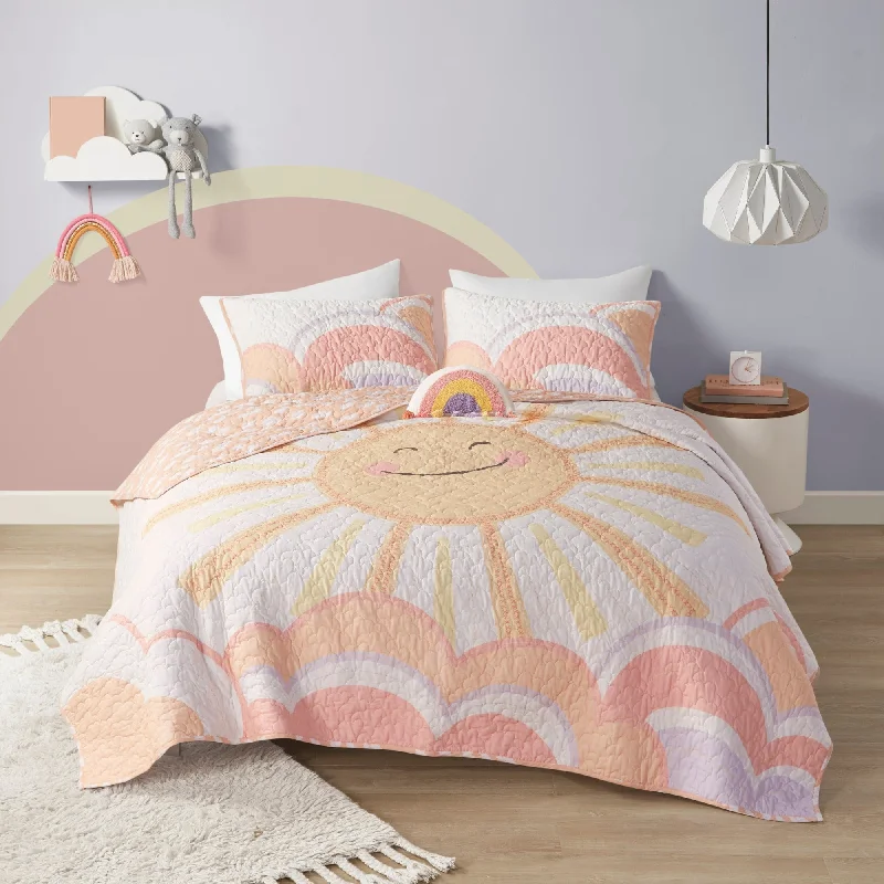 Urban Habitat Kids Ellie Reversible Sunshine Printed Cotton Quilt Set with Throw Pillow