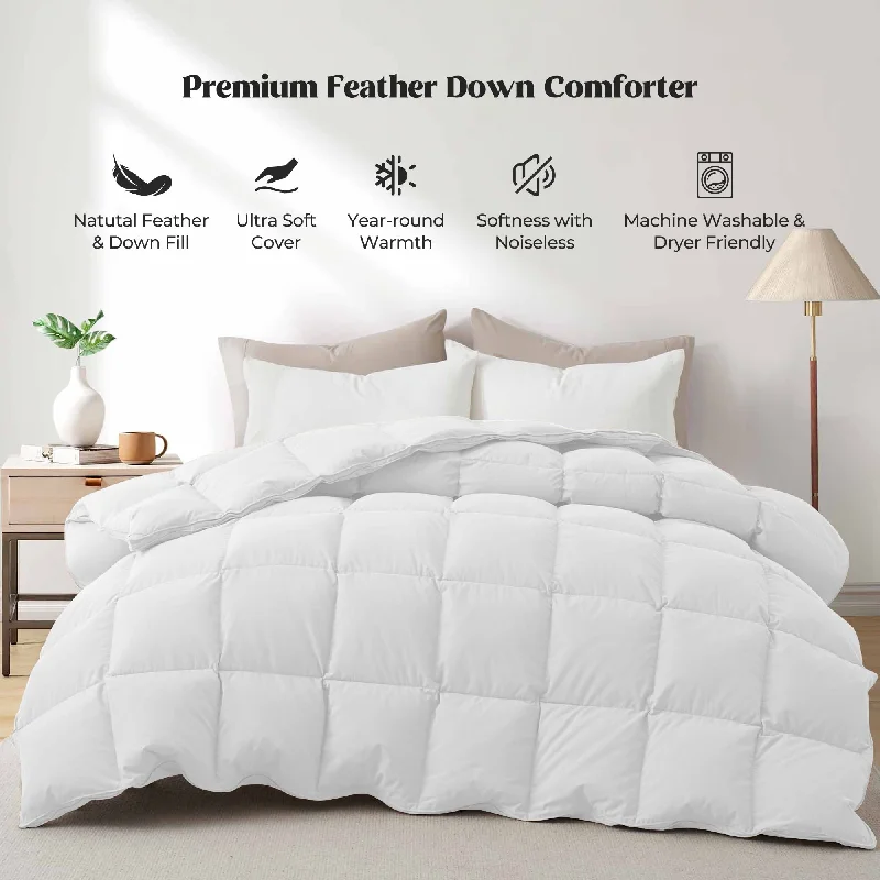 Year-round & Lightweight White Goose Down Duvet Comforter