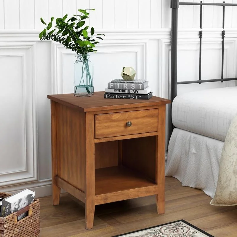 1 Drawer Nightstand Solid Wood, Traditional Design