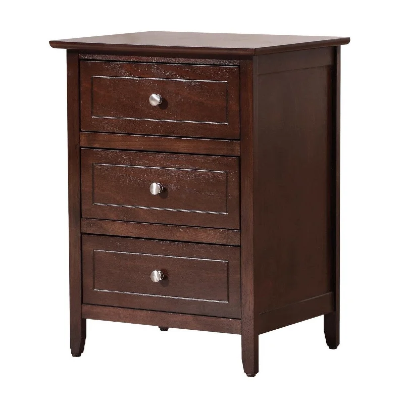 3 Drawer Nightstand, Cappuccino