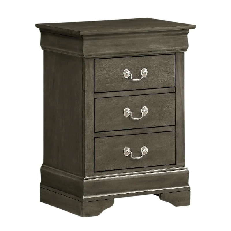 3 Drawer Nightstand, Gray