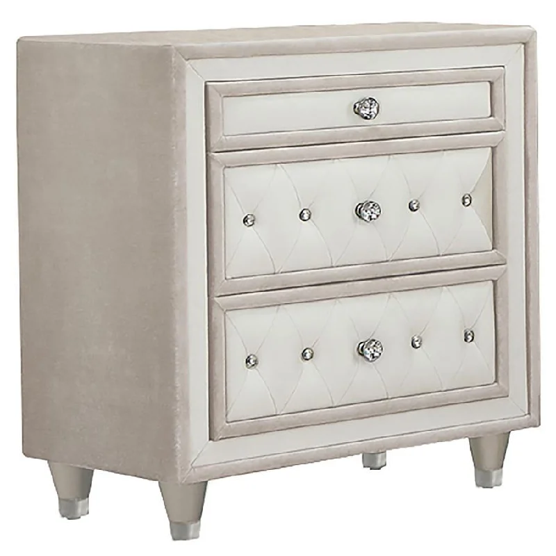 Antonella - Upholstered 3-Drawer Nightstand