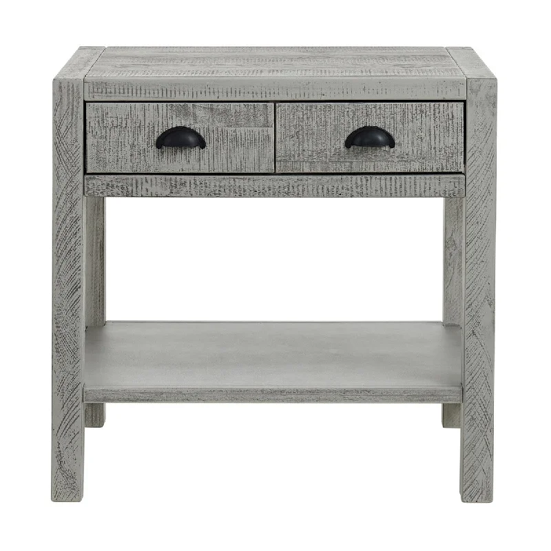 Arden 2-Drawer Wood Nightstand with Open Shelf