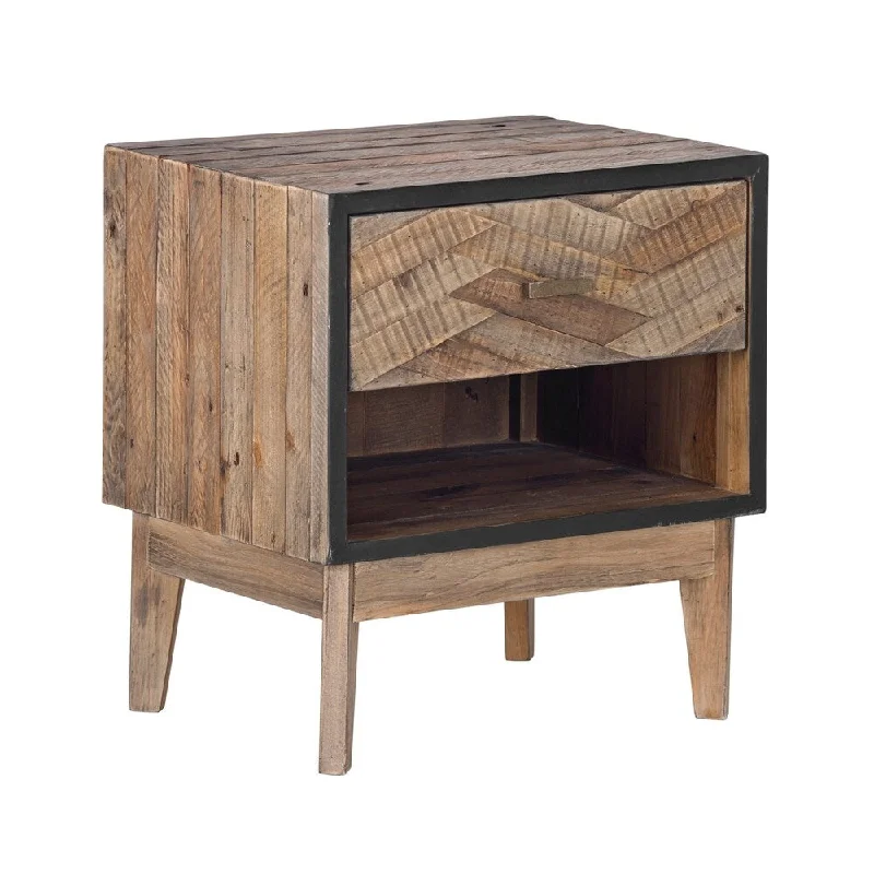 Aurelle Home Oxeford Rustic Pine Nightstand