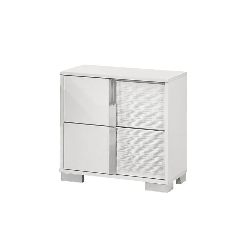 Best Quality Furniture B750 White Lacquer Nightstand