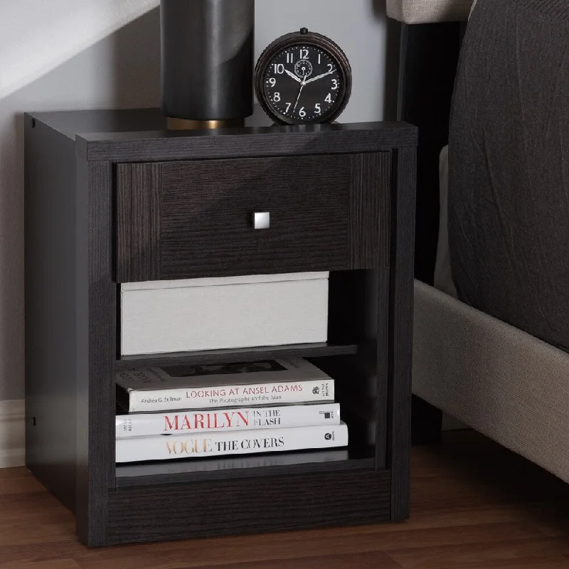 Contemporary Wenge Brown 1-Drawer Nightstand by Baxton Studio