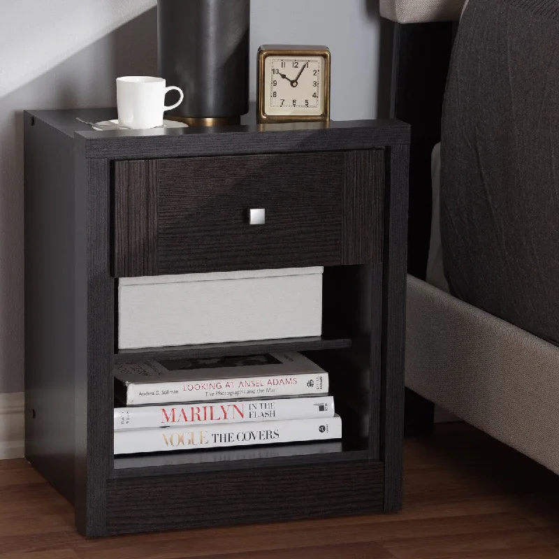 Danette Modern and Contemporary Wenge Brown Finished 1-Drawer Nightstand