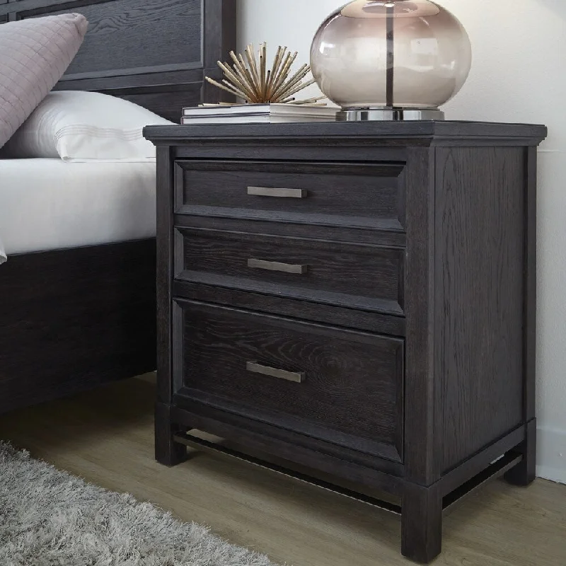 Grafton Avenue Transitional Drawer Nightstand in Midnight Mink