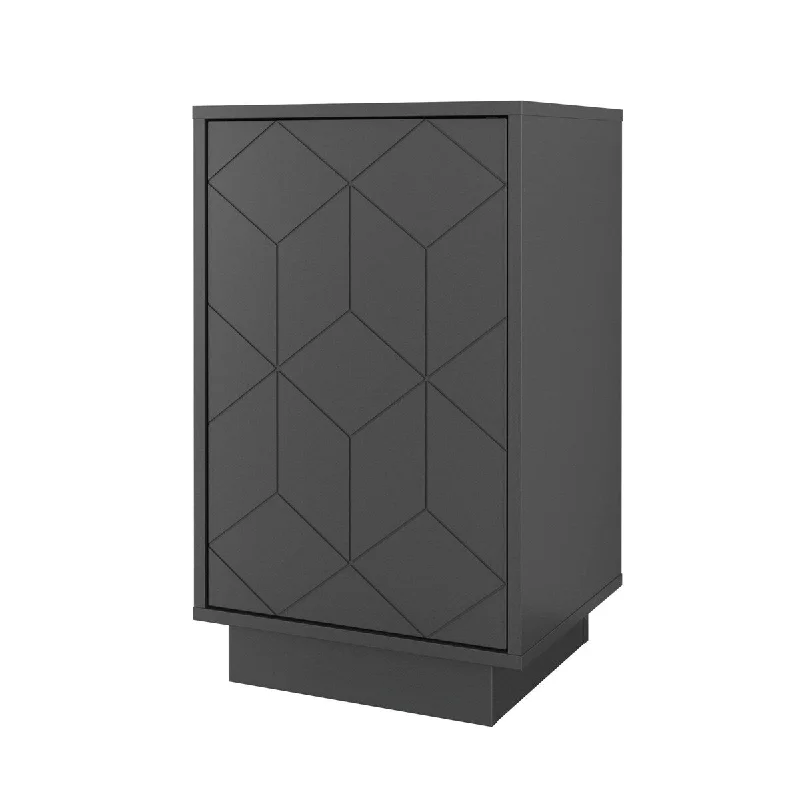 Grey Nightstand, 1-Door, Charcoal