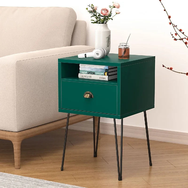 Javlergo Nightstand with1-Drawer and Open Storage Shelf