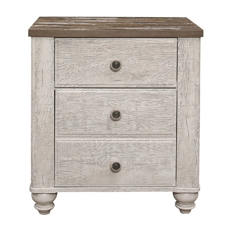 Knowles Nightstand, Antique White/Brown