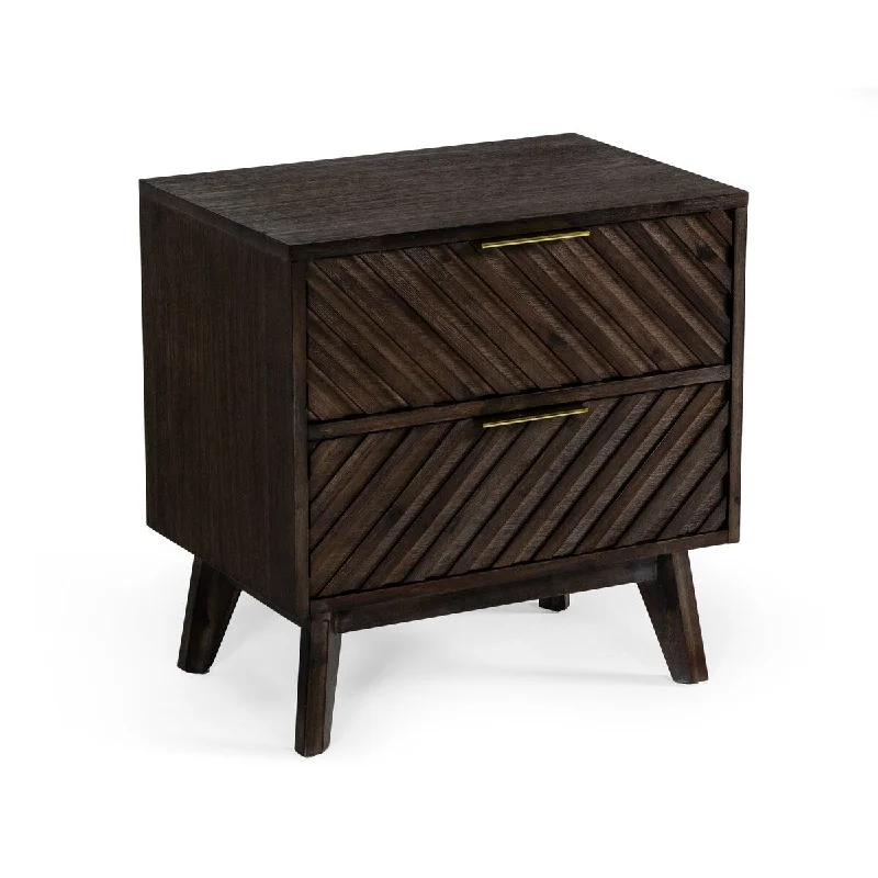 Modrest Daisy Mid-Century Dark Acacia Nightstands