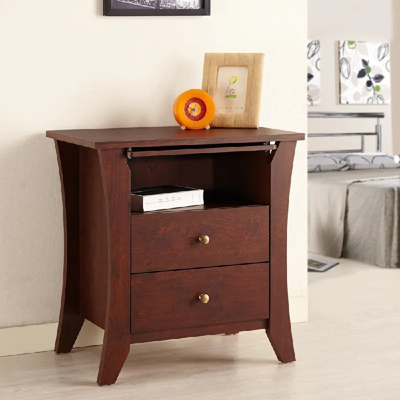 Pamela Modern Nightstand with 2-Drawer, Vintage Walnut