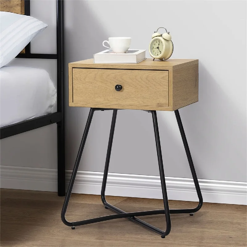 Set of 2 Nightstand with 1 Drawer