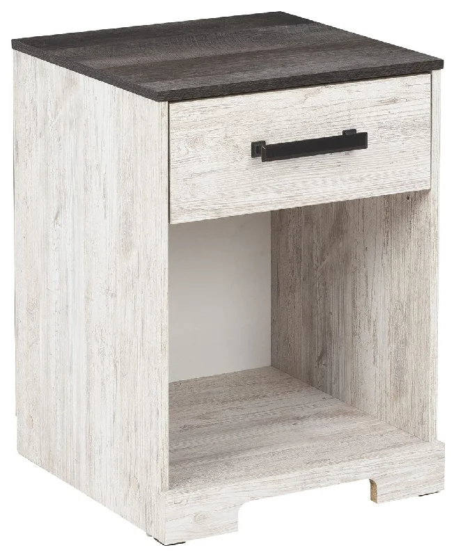 Shawburn - Whitewash / Charcoal Gray - One Drawer Night Stand