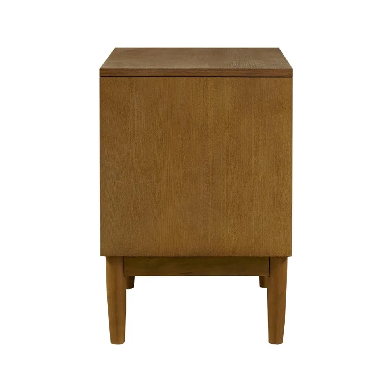 Solid Wood Rectangular Nightstand with 2-Drawers