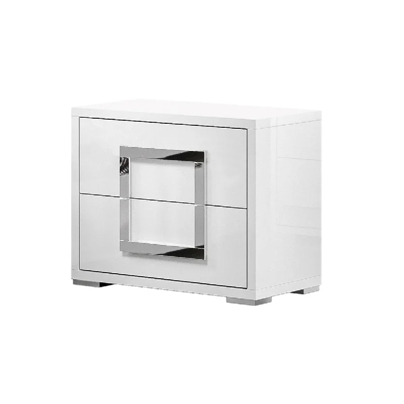 Somette Tokyo 2-Drawer Gloss White Melamine Wood Nightstand