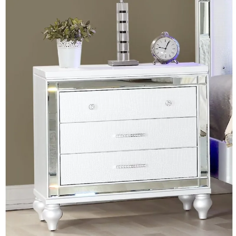 Sterling Mirror Framed Nightstand Made with Wood in White