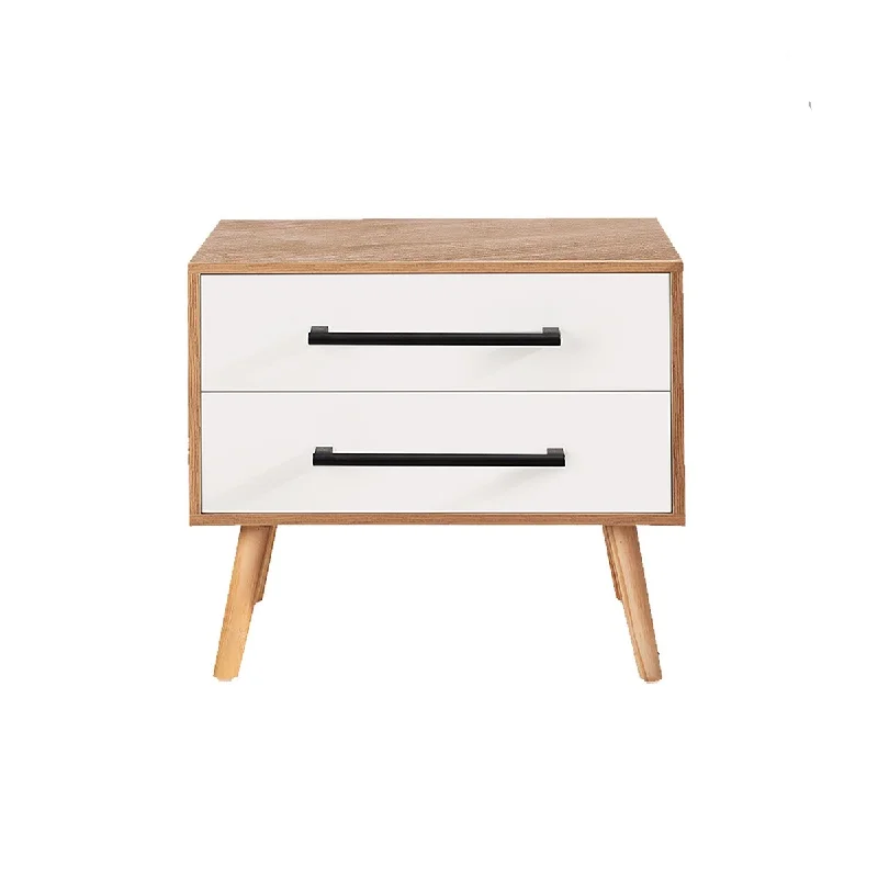 Toolkiss Modern Nightstand with Storage Drawers and Solid Wood Legs