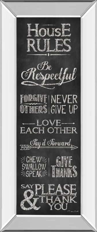 House Rules By Susan Ball - Mirror Framed Print Wall Art - Black