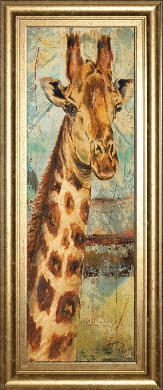 New Safari On Teal I By Patricia Pinto - Framed Print Wall Art - Dark Brown