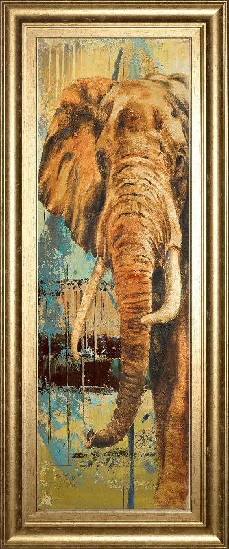 New Safari On Teal Il By Patricia Pinto - Framed Print Wall Art - Dark Brown