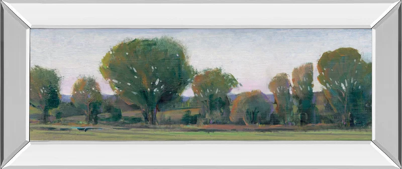 Panoramic Treeline Il By Tim Otoole - Mirror Framed Print Wall Art - Green